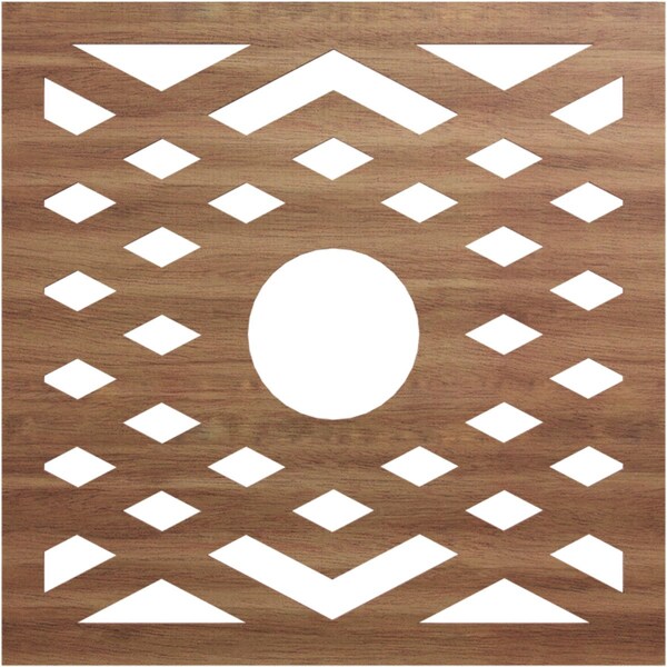 Ekena Millwork Chevron Wood Fretwork Pierced Ceiling Medallion, Walnut, 26"OD x 6 3/4"ID x 3/8"T CMWP26X26X0375CHWA - main